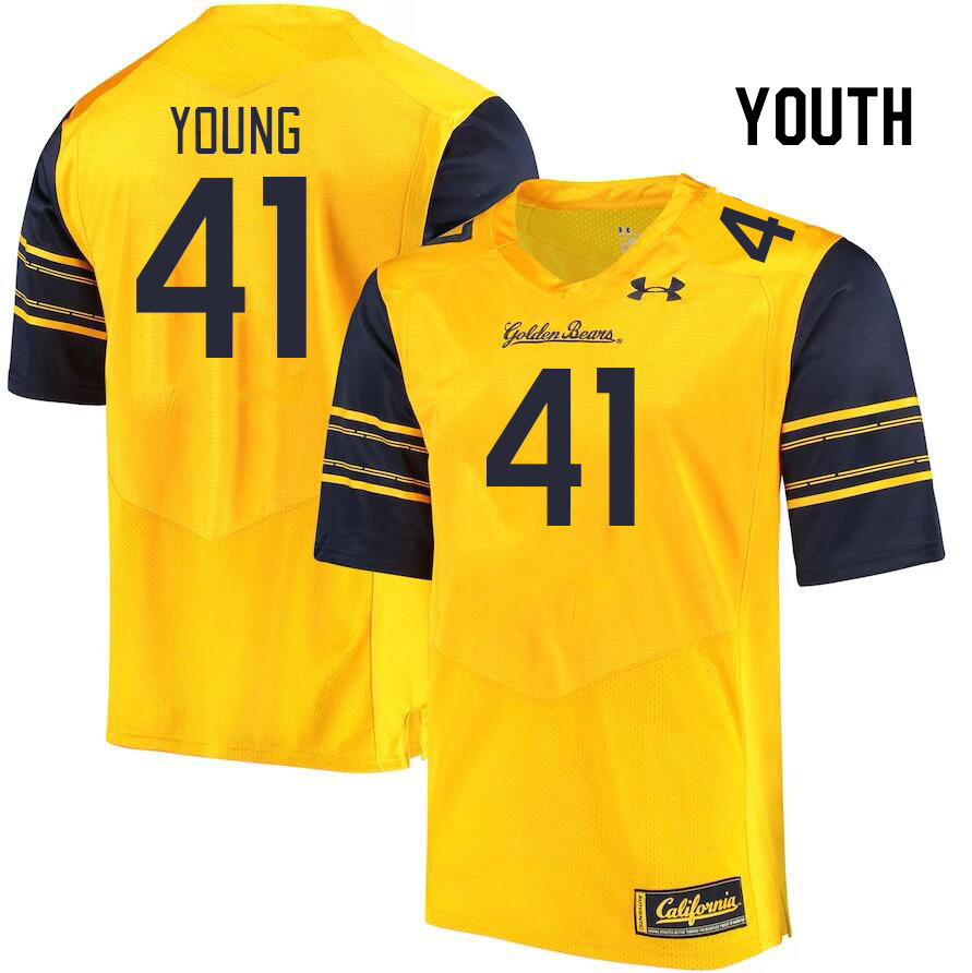 Youth #41 Isaiah Young California Golden Bears College Football Jerseys Stitched Sale-Gold